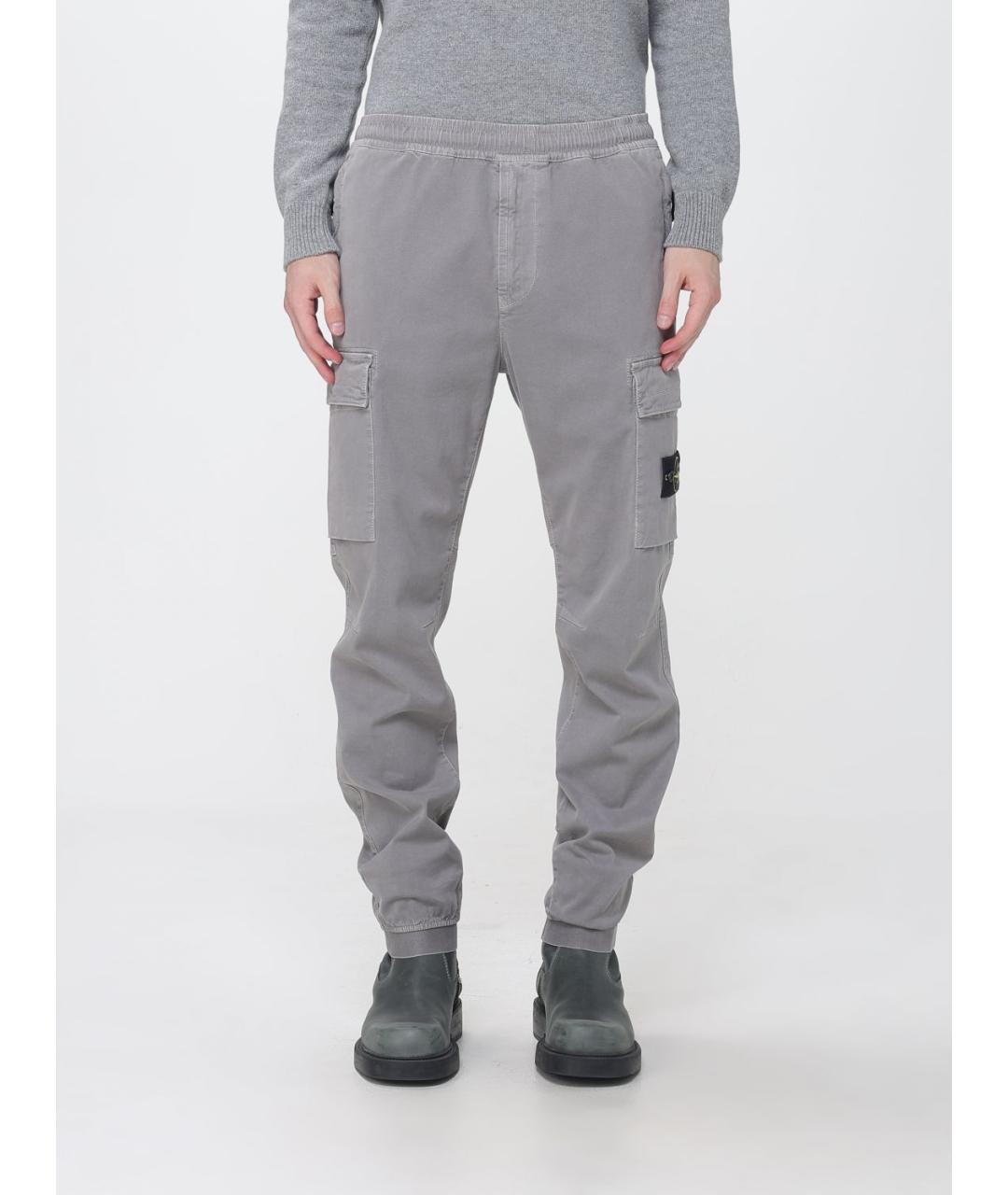 STONE ISLAND Серые полиамидовые повседневные брюки, фото 5