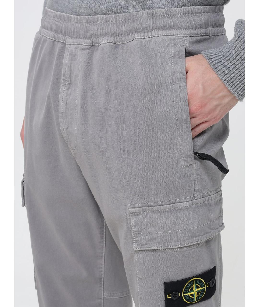 STONE ISLAND Серые полиамидовые повседневные брюки, фото 4