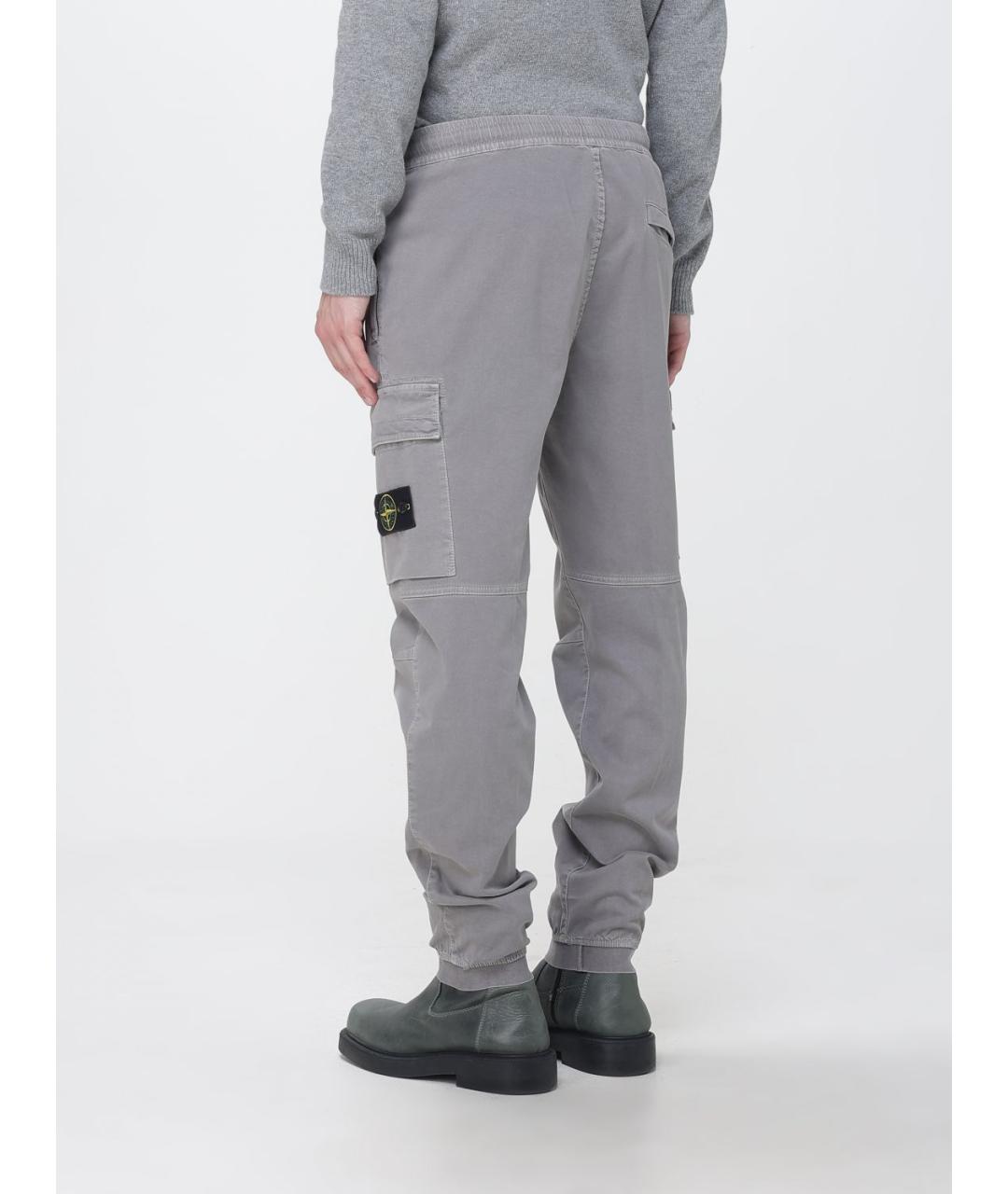 STONE ISLAND Серые полиамидовые повседневные брюки, фото 3