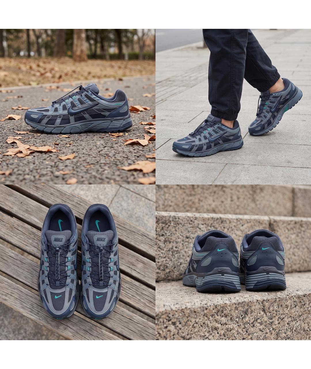 NIKE Синие кожаные кроссовки, фото 2