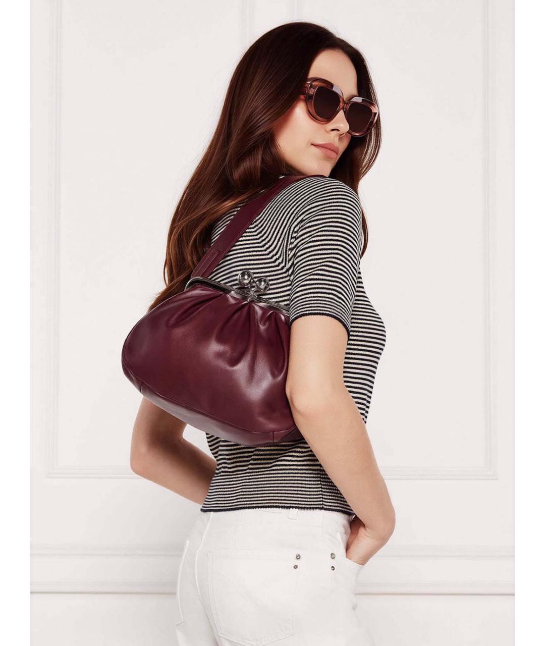 WEEKEND MAX MARA Бордовая кожаная сумка через плечо, фото 4