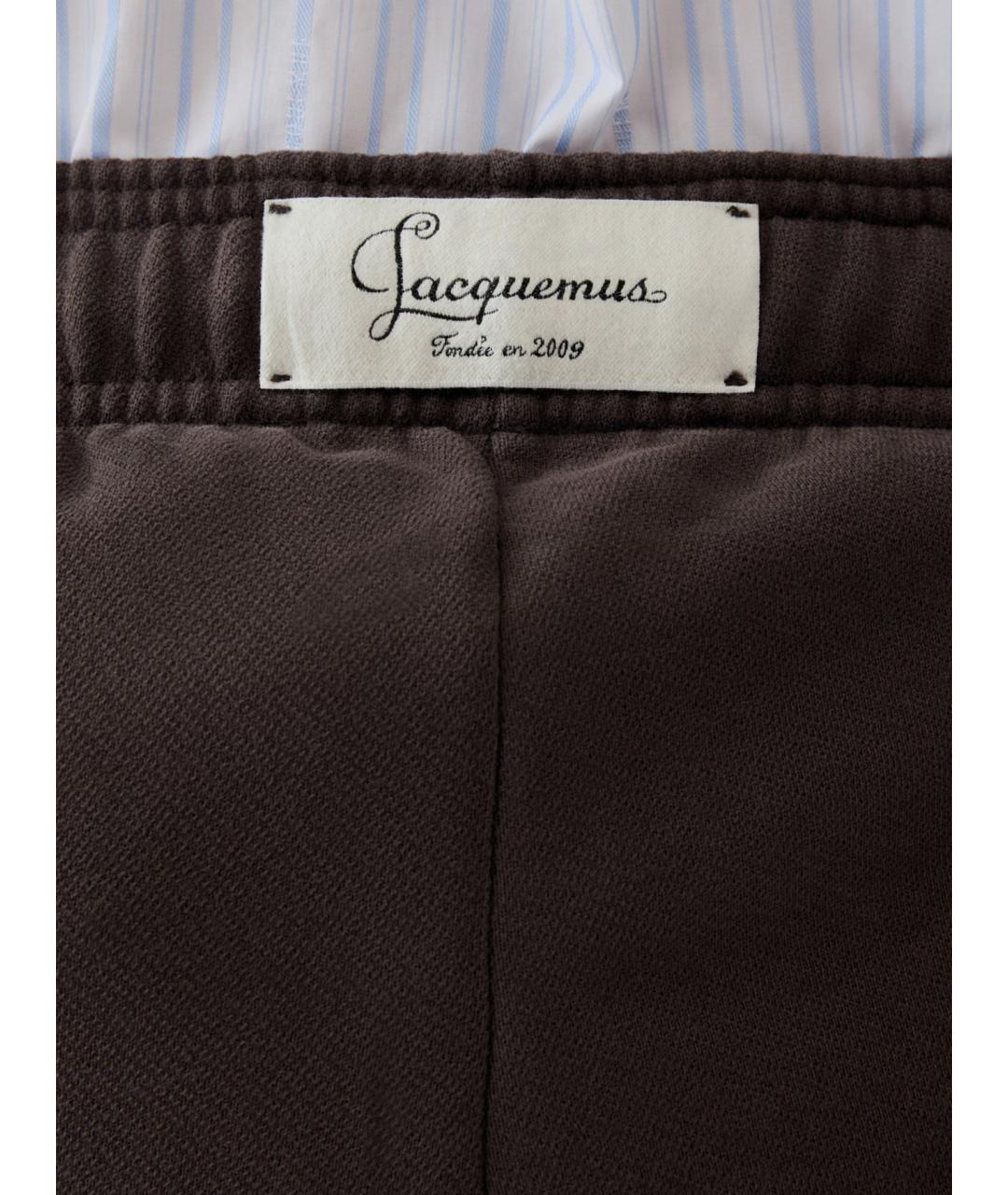 JACQUEMUS Коричневые хлопковые прямые брюки, фото 5