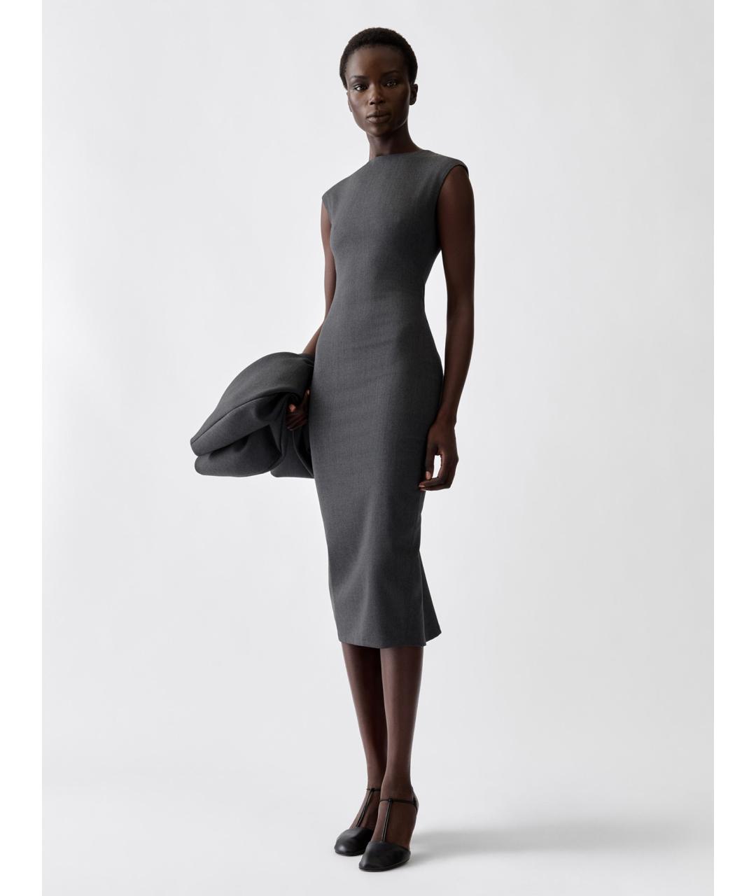 JACQUEMUS Серое шерстяное повседневное платье, фото 2