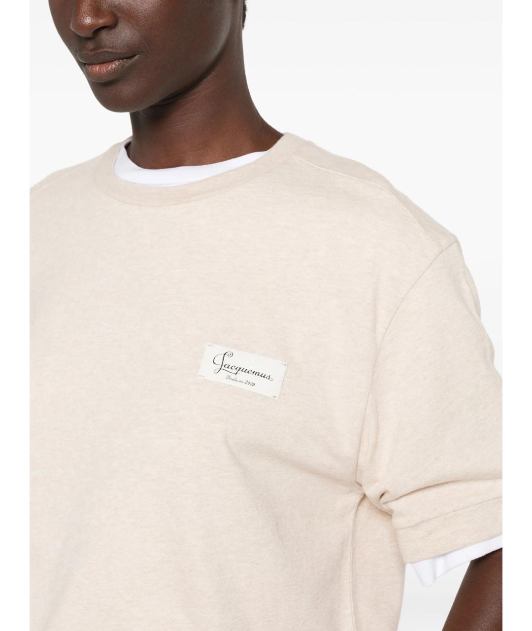 JACQUEMUS Бежевая хлопковая футболка, фото 5