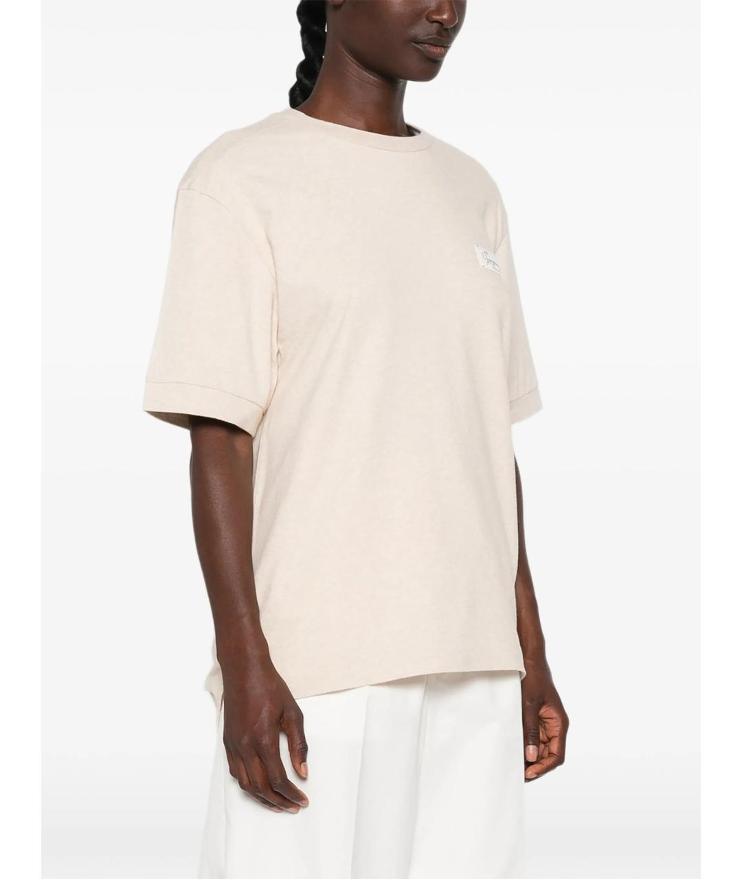 JACQUEMUS Бежевая хлопковая футболка, фото 3