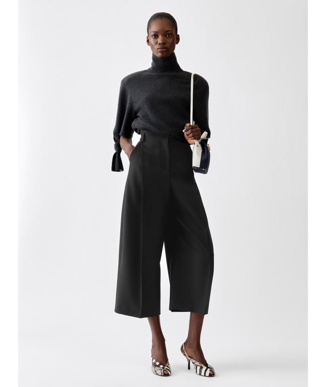 JACQUEMUS Черные шерстяные прямые брюки, фото 2