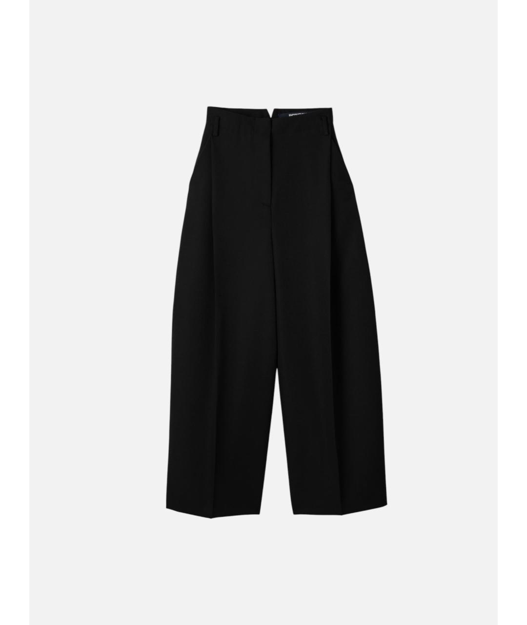 JACQUEMUS Черные шерстяные прямые брюки, фото 6