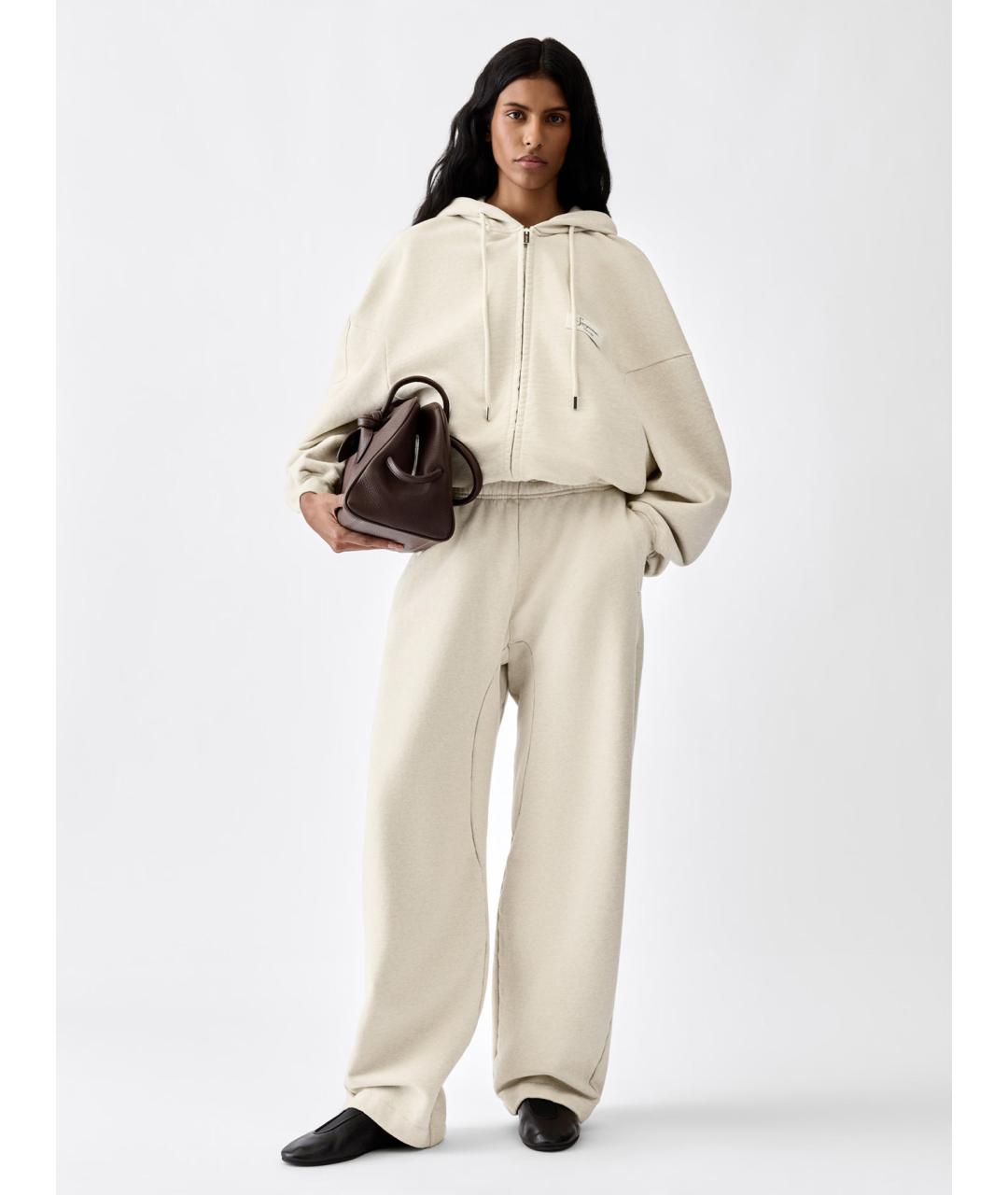 JACQUEMUS Бежевые хлопковые прямые брюки, фото 2