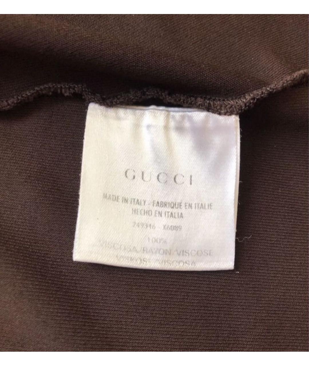 GUCCI Коричневая вискозная футболка, фото 6