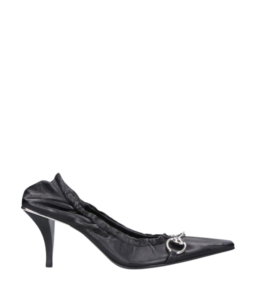 GUCCI Черные кожаные туфли, фото 1