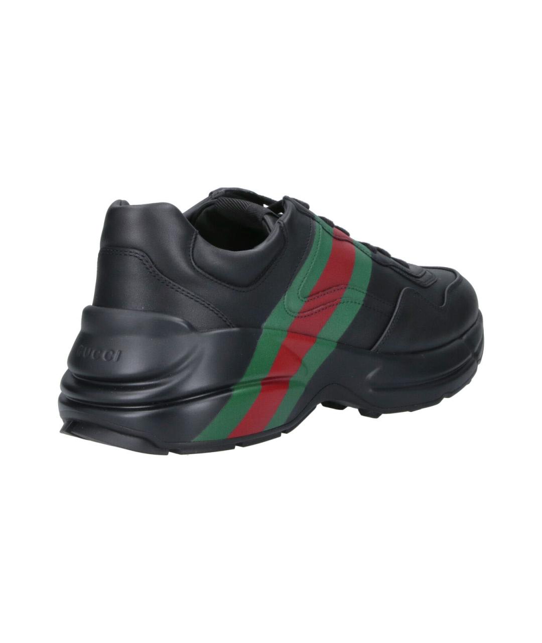 GUCCI Черные кожаные низкие кроссовки / кеды, фото 4