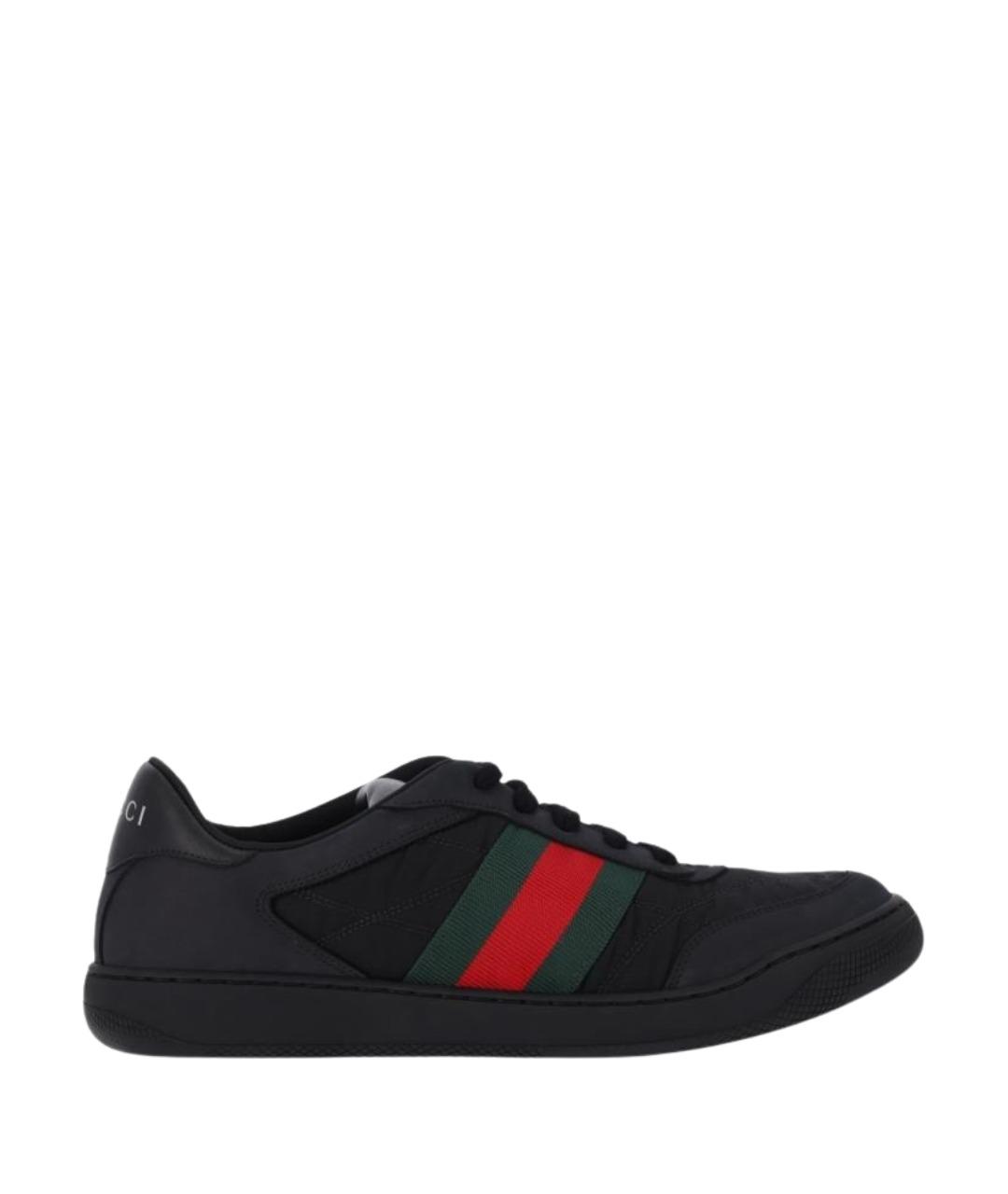 GUCCI Черные текстильные низкие кроссовки / кеды, фото 1