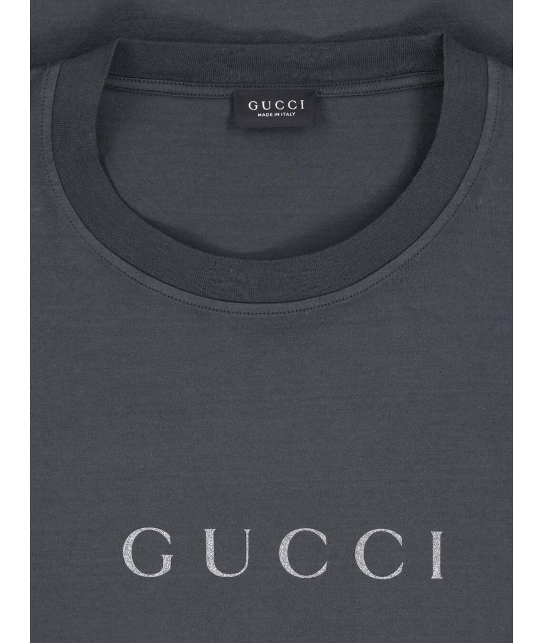 GUCCI Серая хлопковая футболка, фото 3