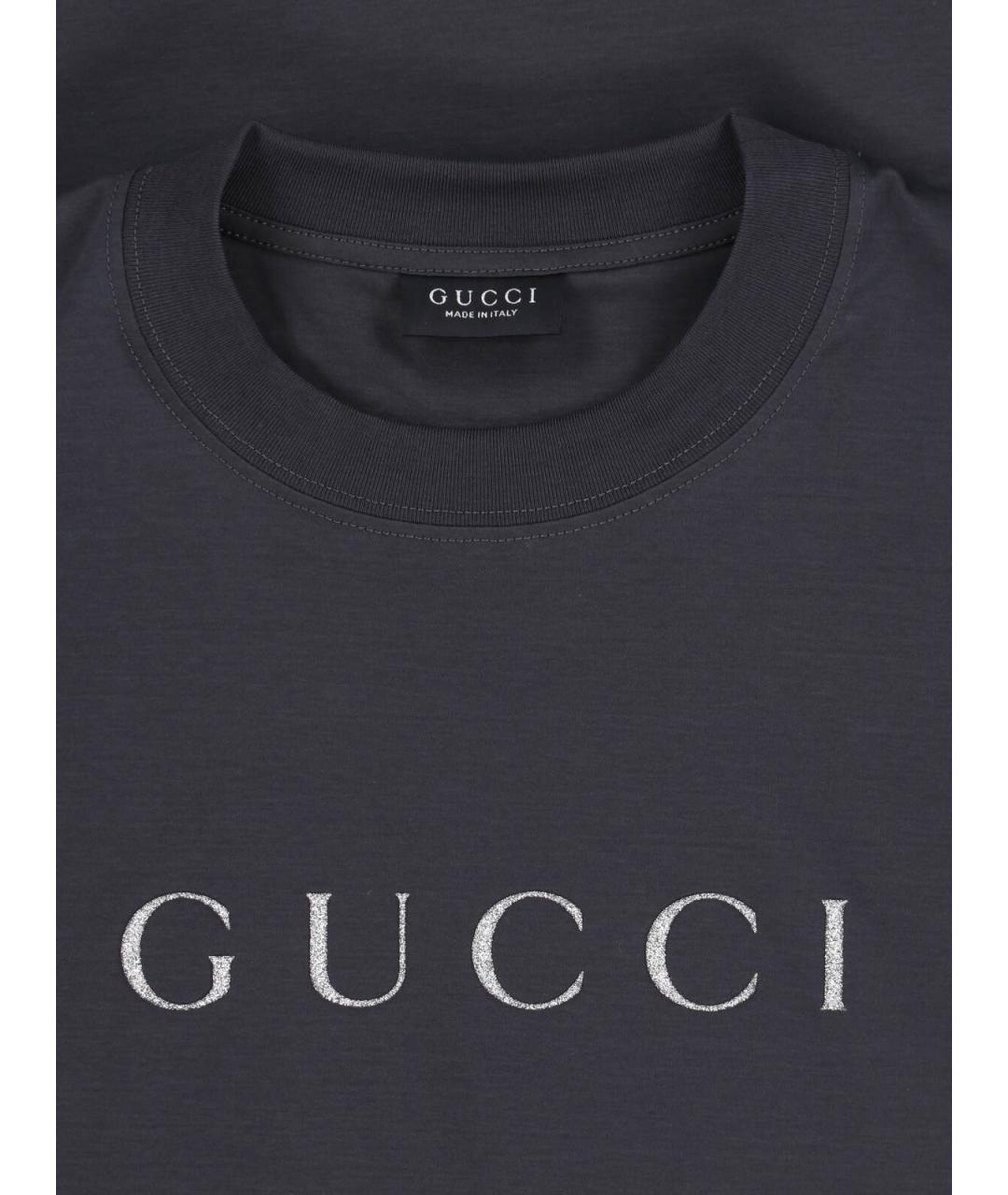 GUCCI Синяя хлопковая футболка, фото 3