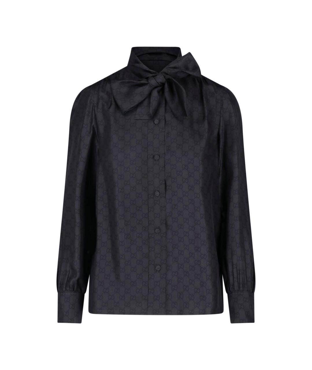 GUCCI Черная шелковая рубашка, фото 1