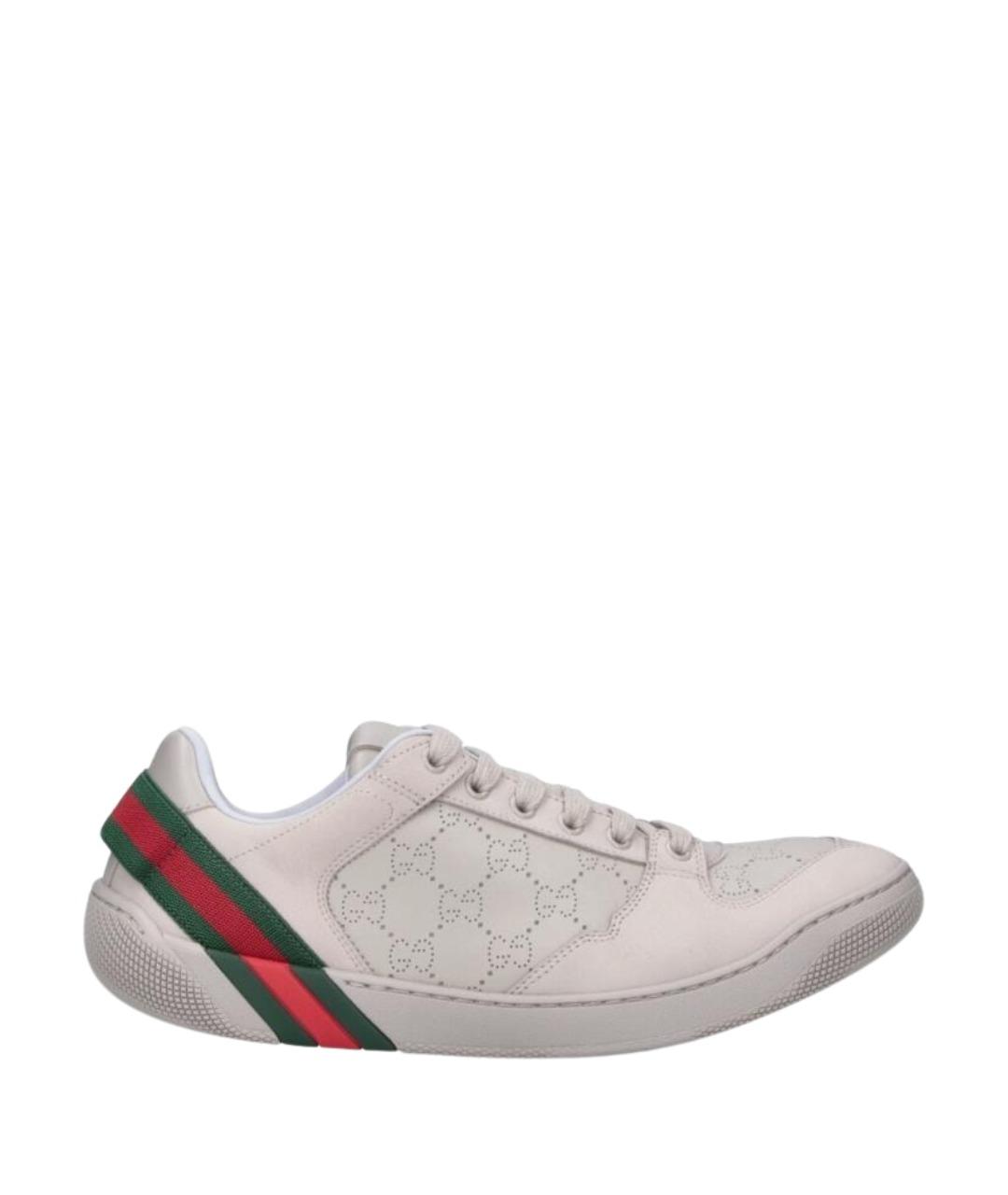 GUCCI Серые кожаные низкие кроссовки / кеды, фото 1