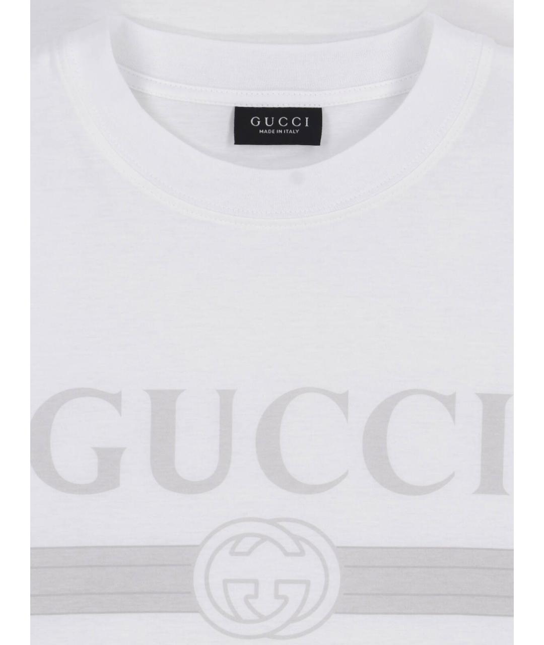 GUCCI Белая хлопковая футболка, фото 3