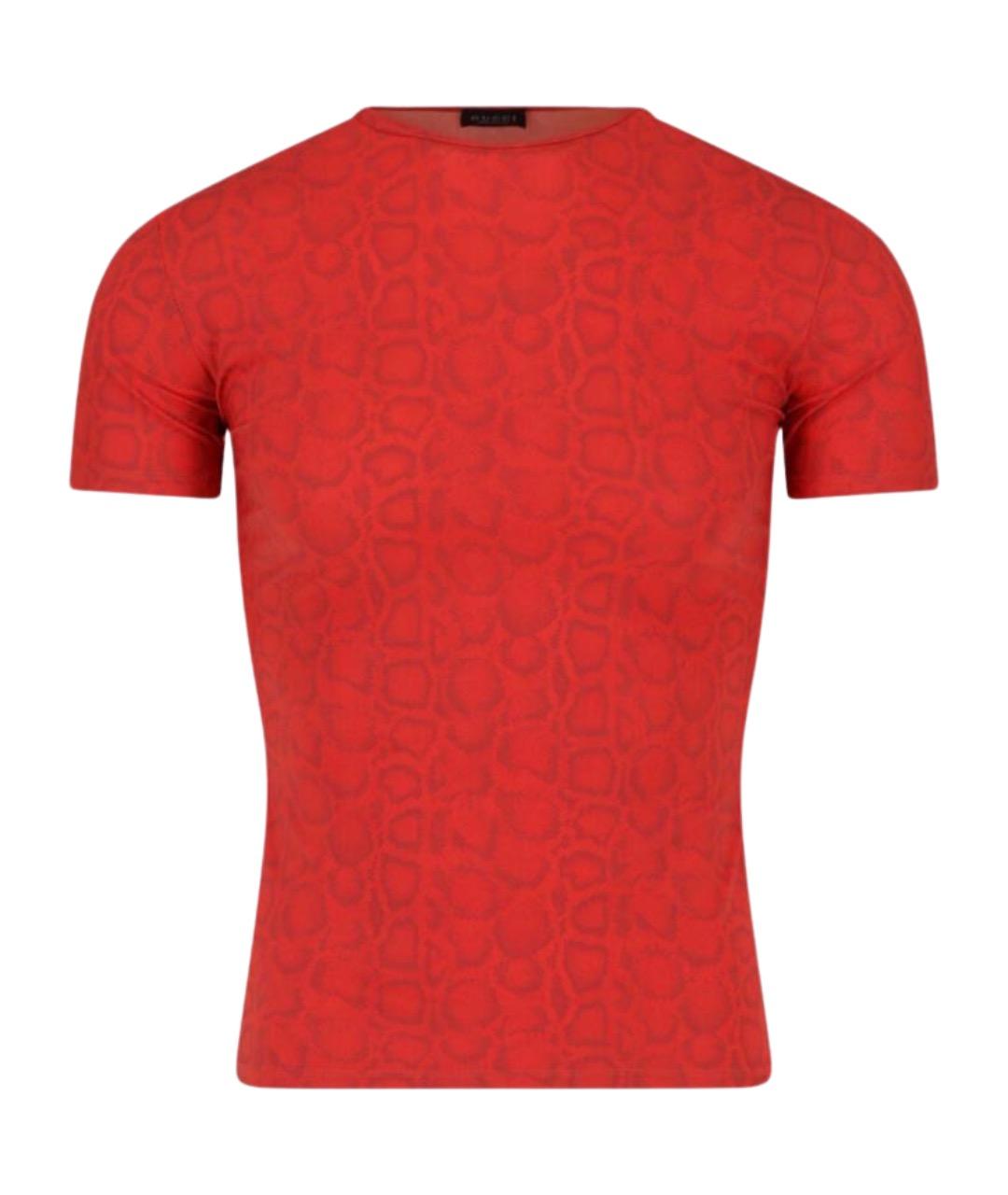 GUCCI Красная синтетическая футболка, фото 1