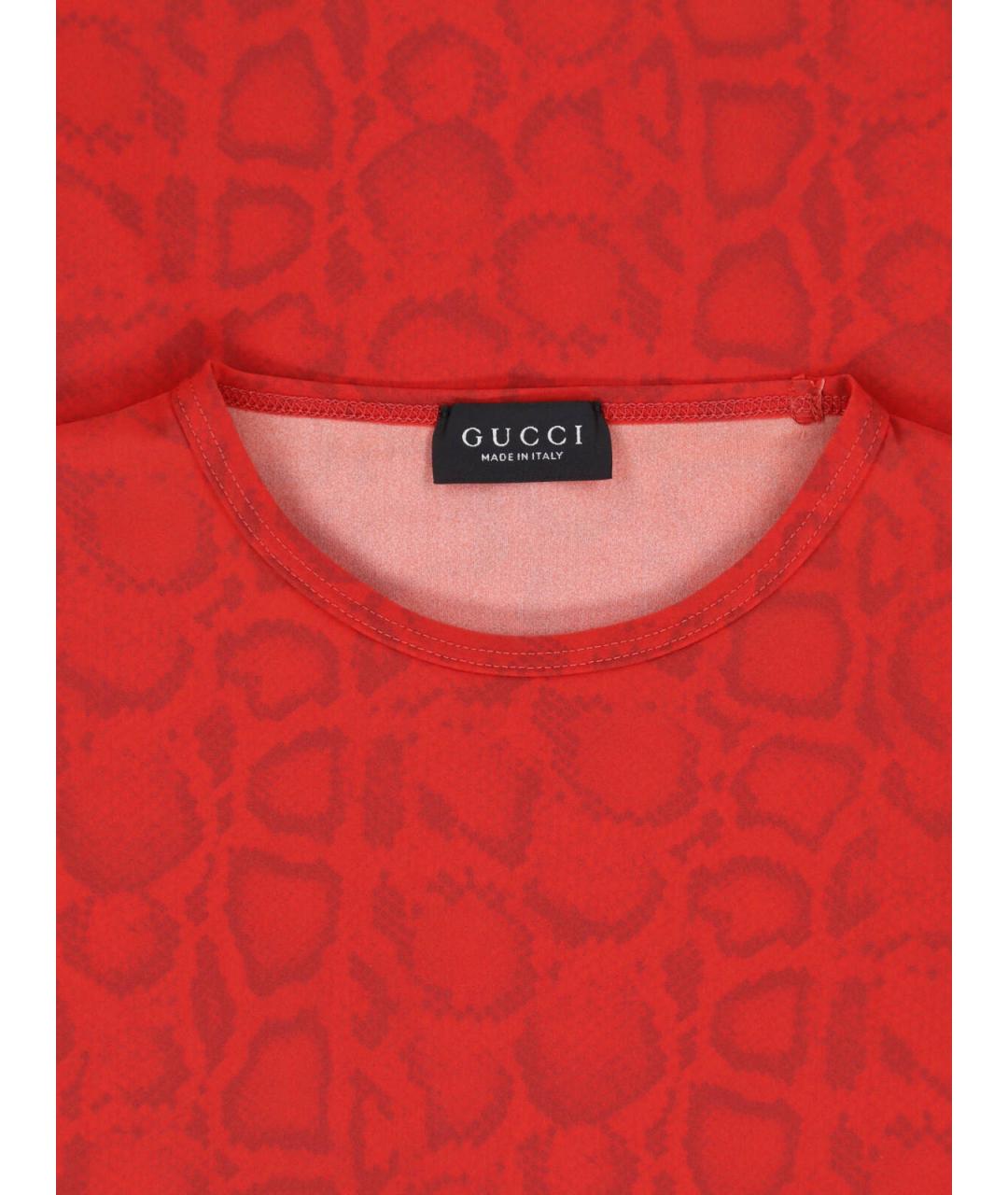 GUCCI Красная синтетическая футболка, фото 3