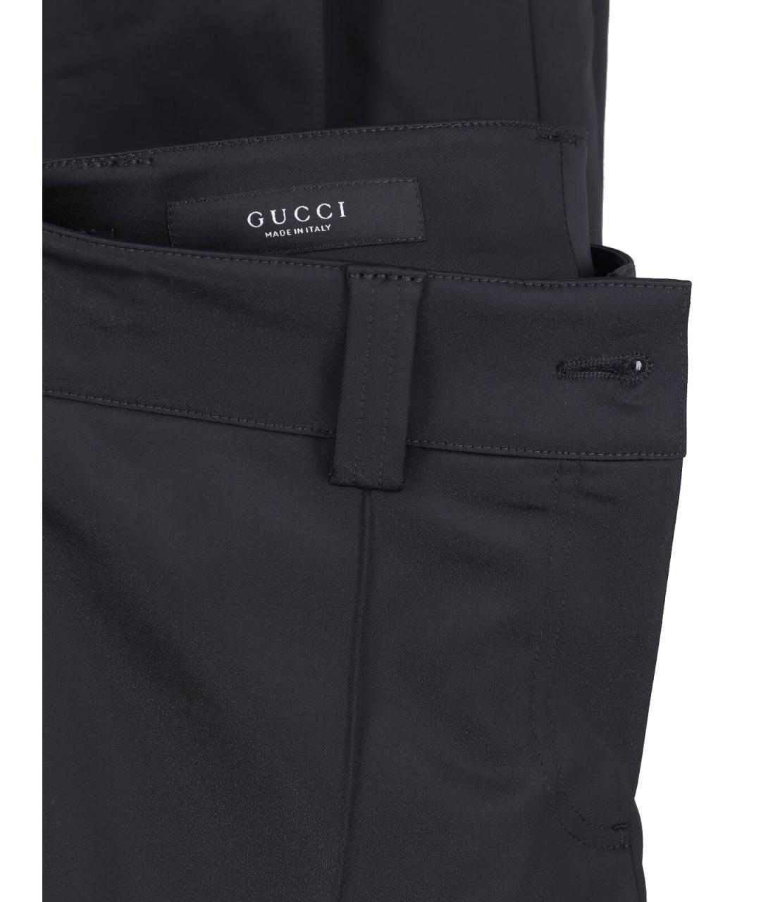 GUCCI Черные шелковые прямые брюки, фото 5