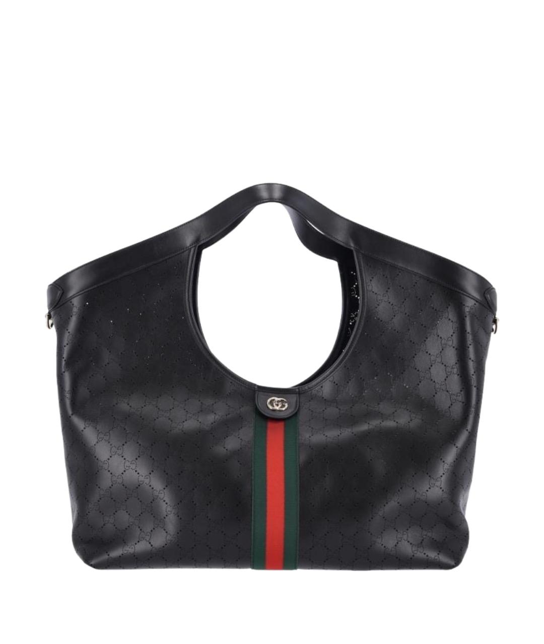 GUCCI Черная кожаная сумка тоут, фото 1