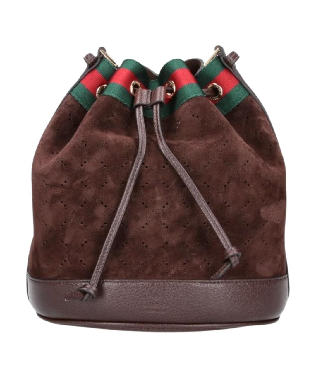 GUCCI Коричневая замшевая сумка через плечо, фото 1