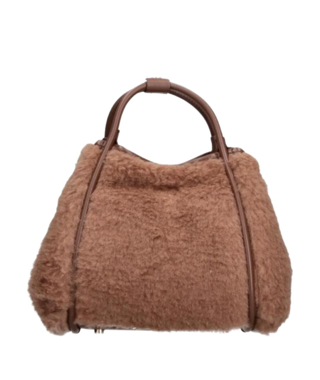 MAX MARA Коричневая шерстяная сумка тоут, фото 1