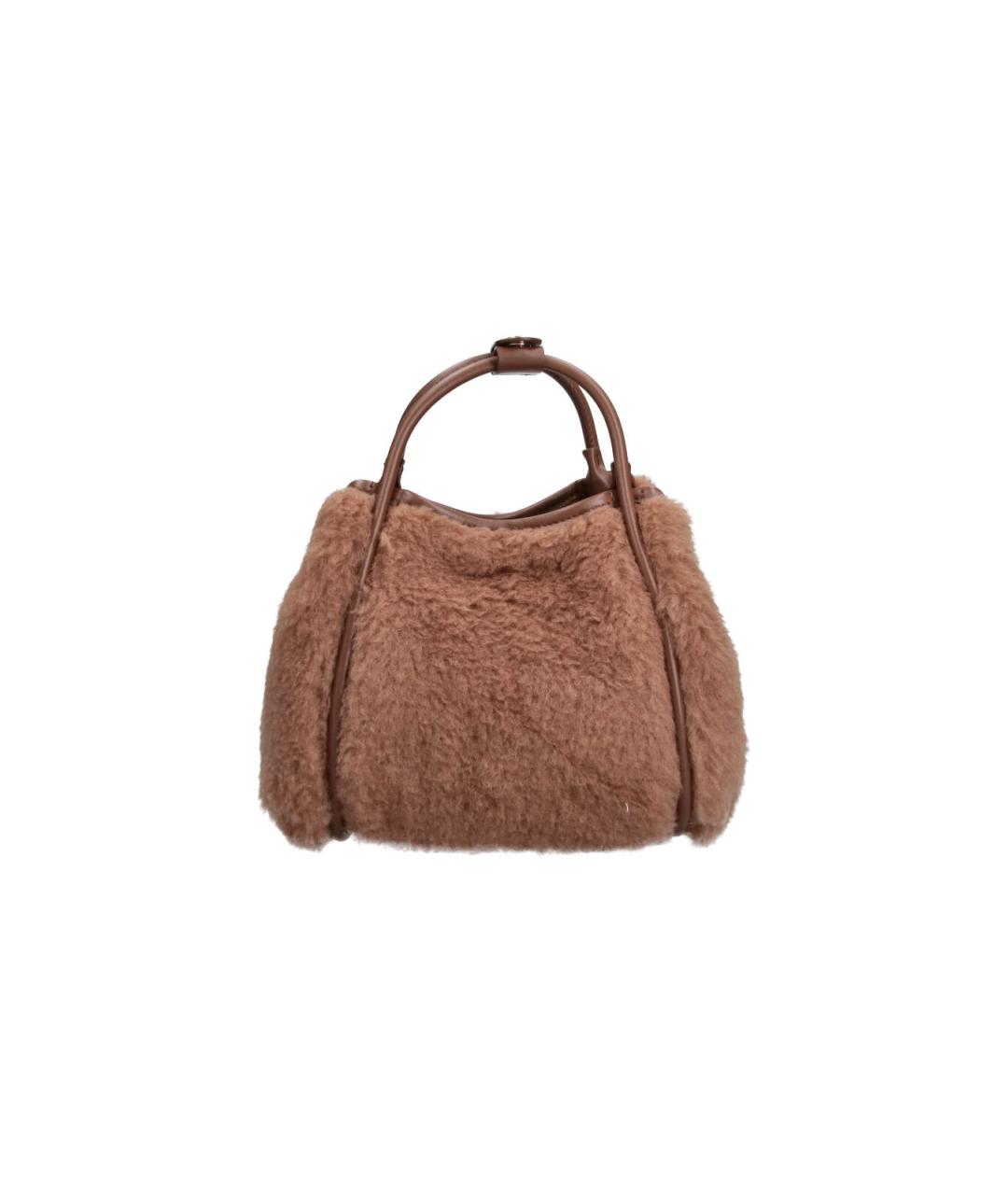 MAX MARA Коричневая шерстяная сумка тоут, фото 3