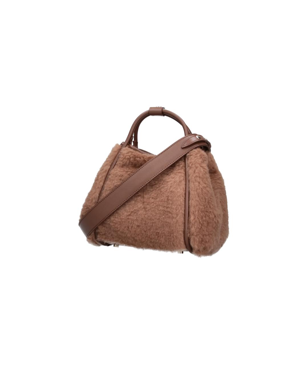 MAX MARA Коричневая шерстяная сумка тоут, фото 2