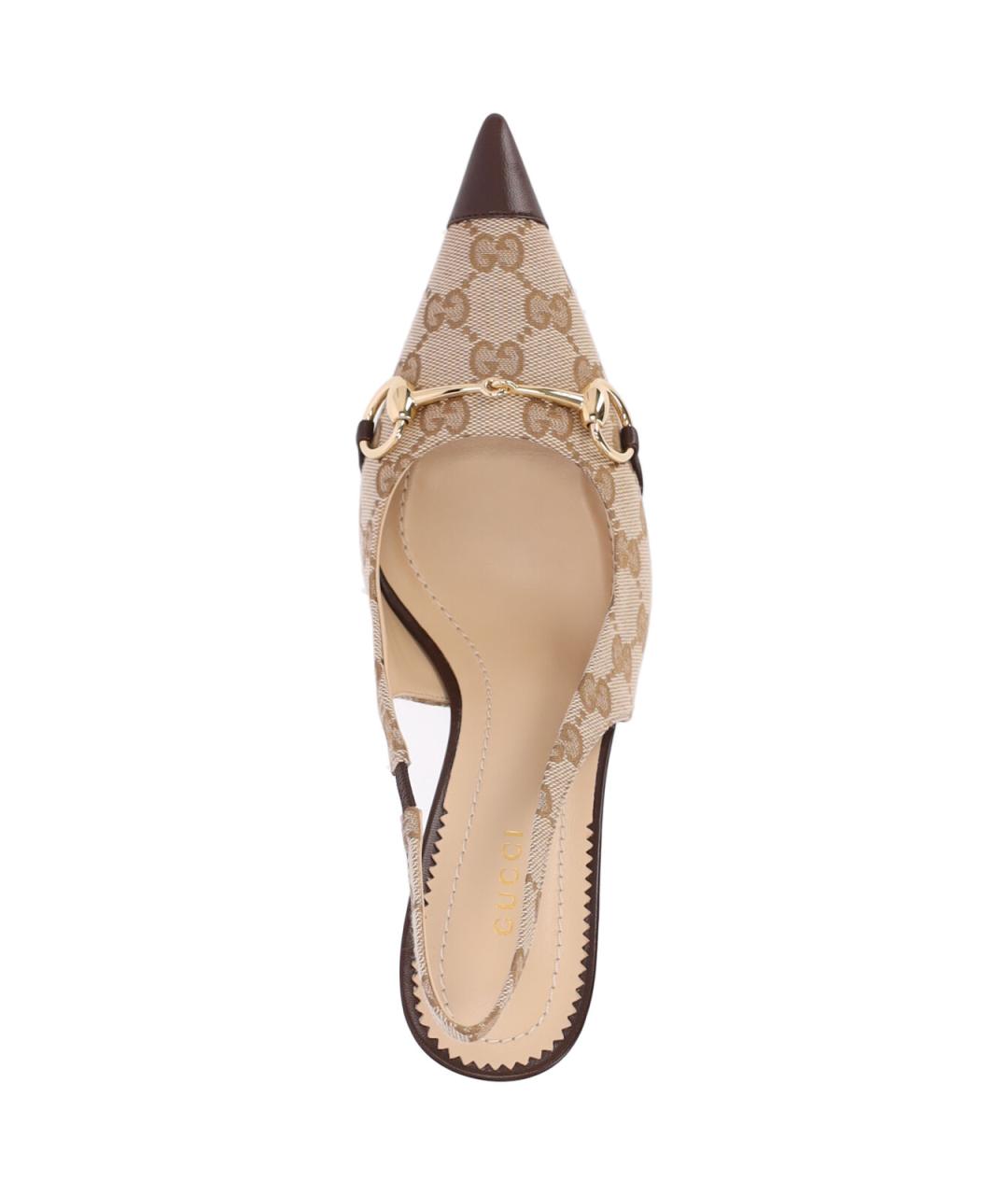 GUCCI Бежевые синтетические туфли, фото 5