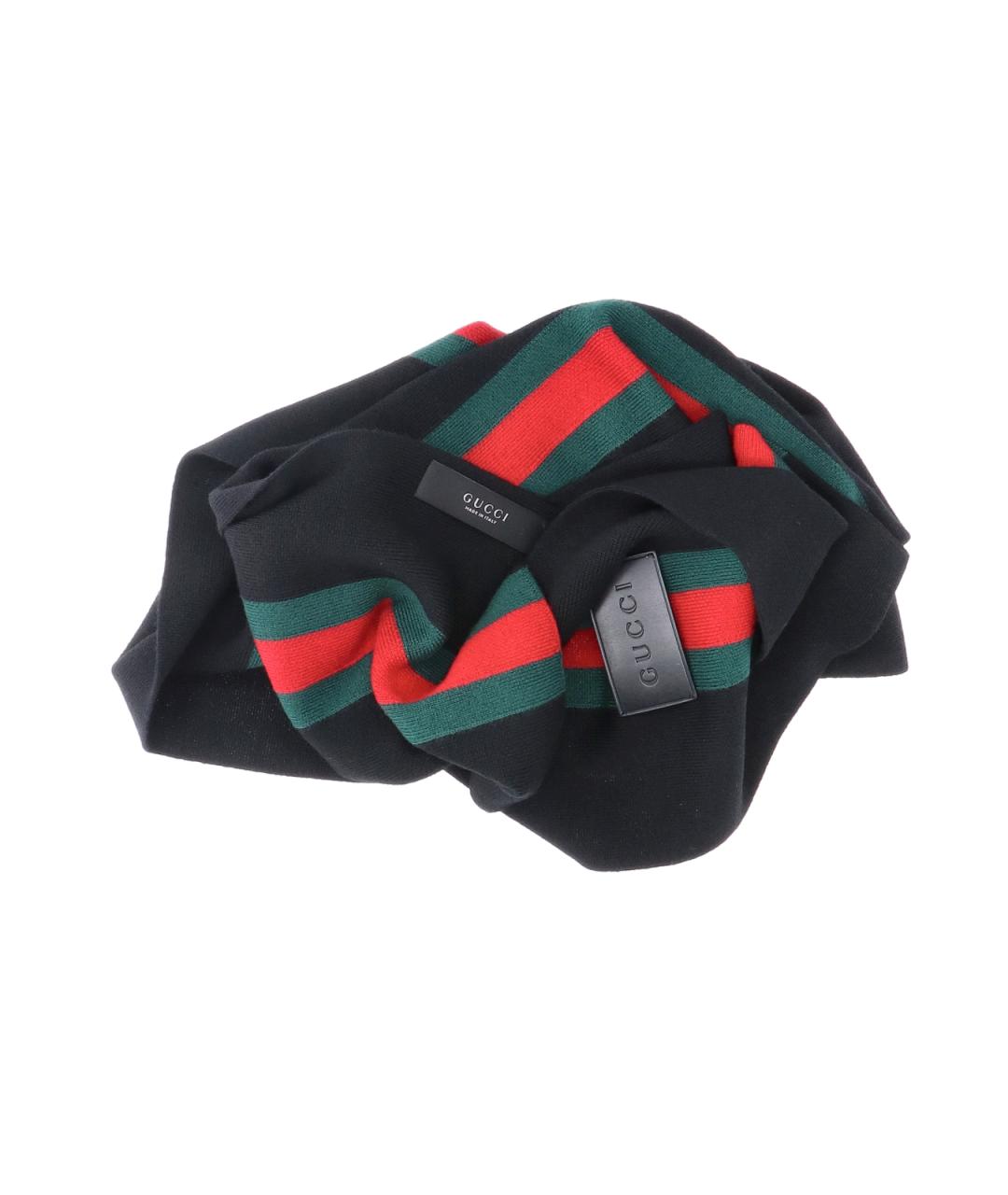 GUCCI Черный шерстяной шарф, фото 3
