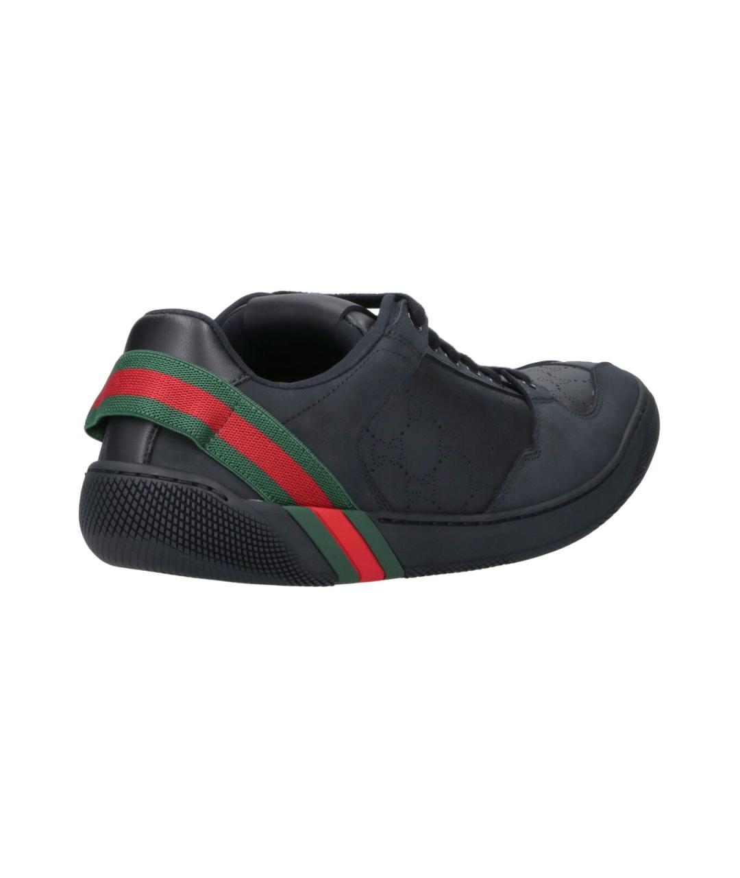 GUCCI Черные кожаные низкие кроссовки / кеды, фото 4