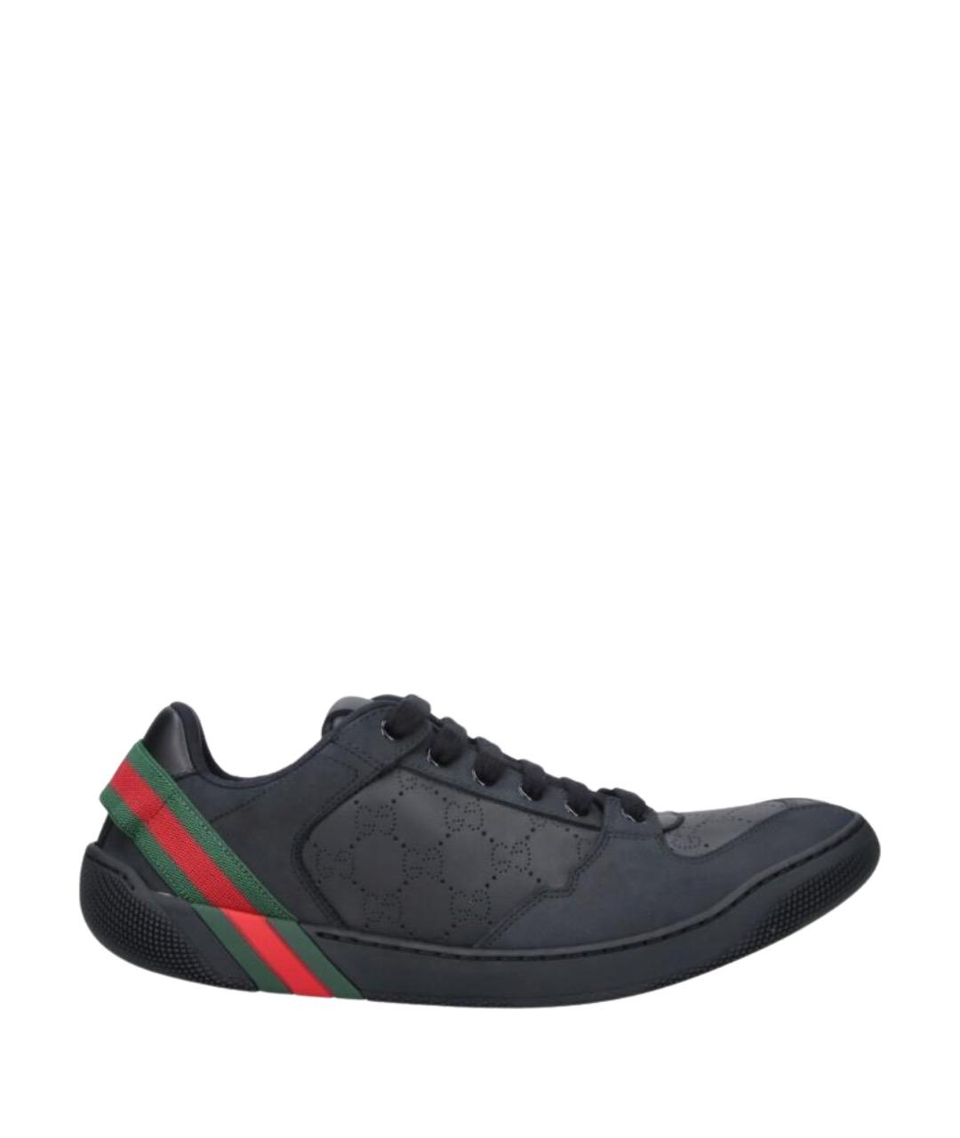 GUCCI Черные кожаные низкие кроссовки / кеды, фото 1