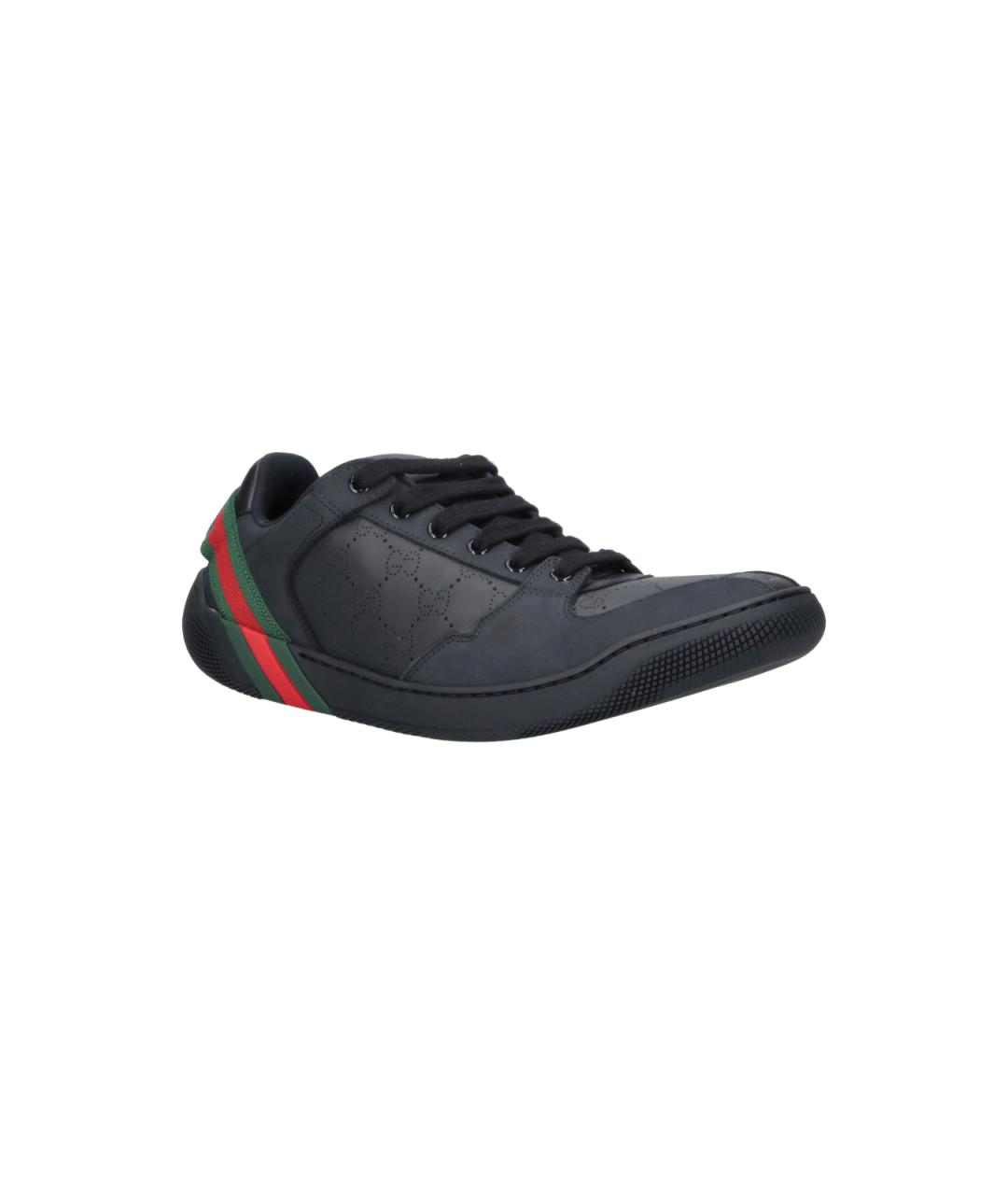 GUCCI Черные кожаные низкие кроссовки / кеды, фото 2