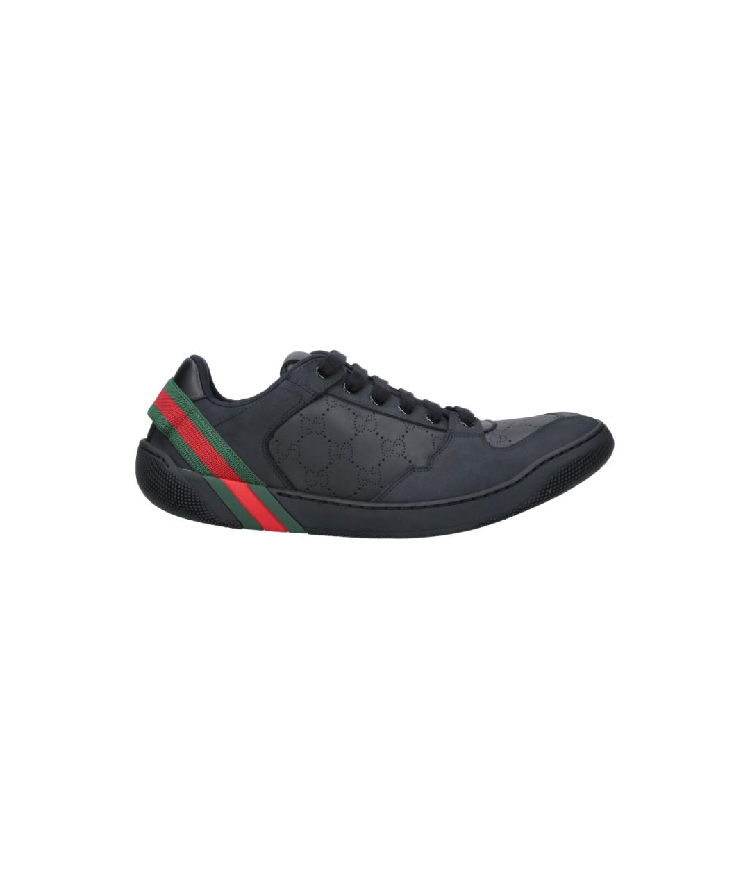 GUCCI Черные кожаные низкие кроссовки / кеды, фото 6