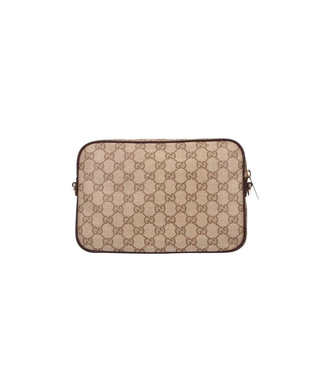 GUCCI Бежевая сумка на плечо из канвы, фото 3