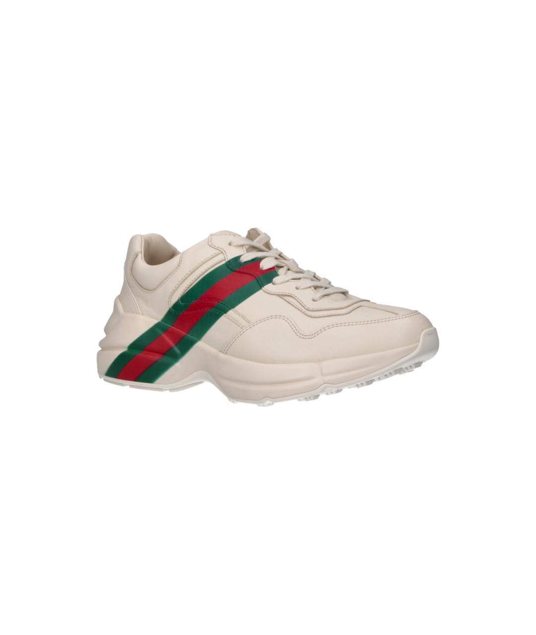 GUCCI Белые кожаные кроссовки, фото 2