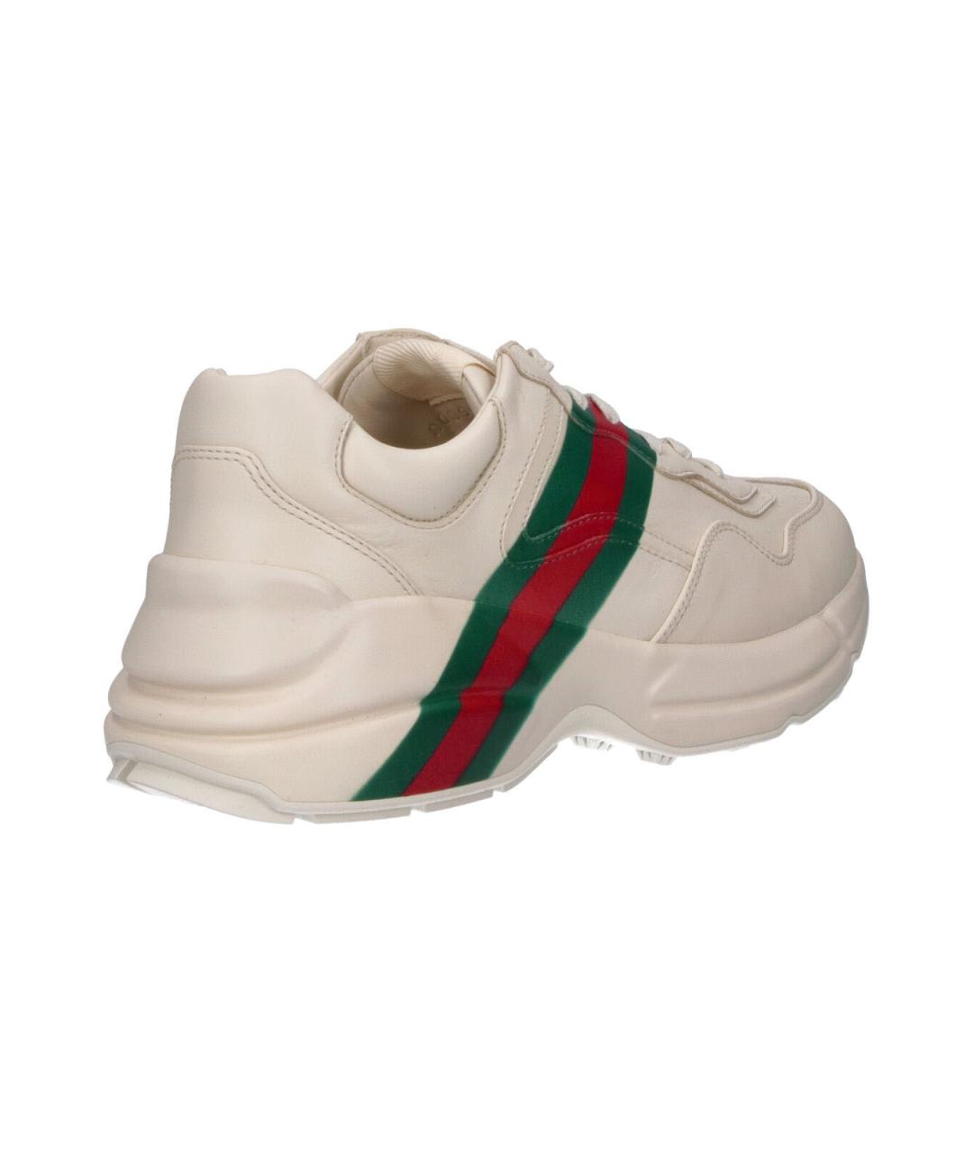 GUCCI Белые кожаные кроссовки, фото 4