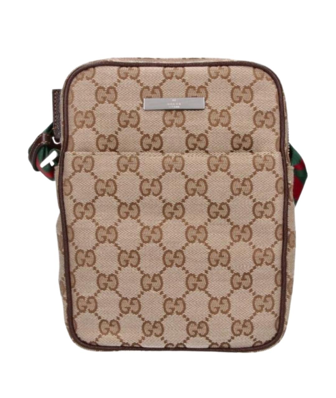 GUCCI Бежевая сумка на плечо из канвы, фото 1