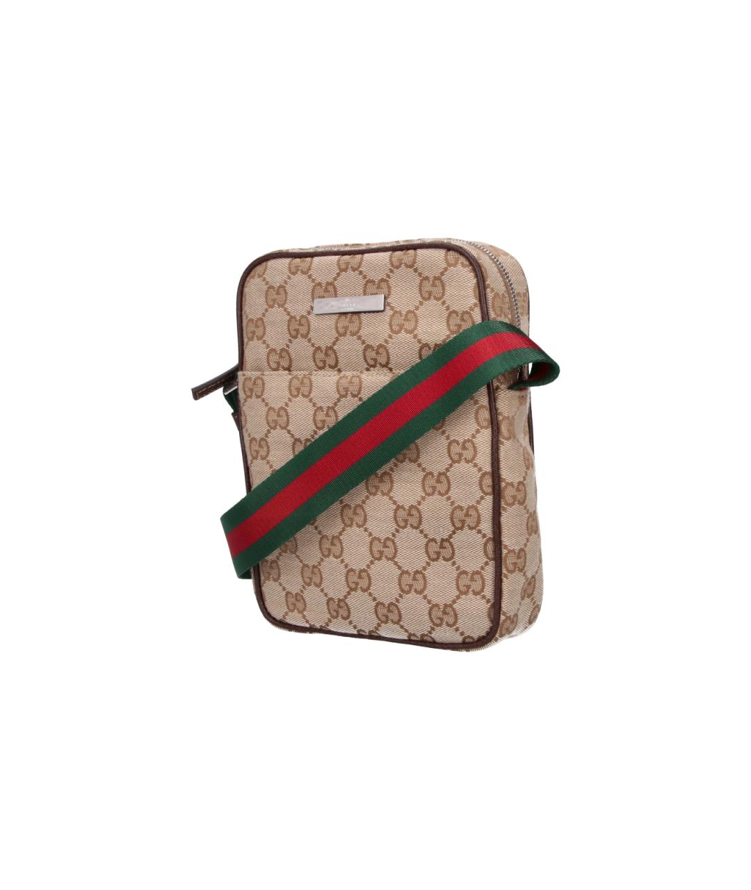 GUCCI Бежевая сумка на плечо из канвы, фото 2
