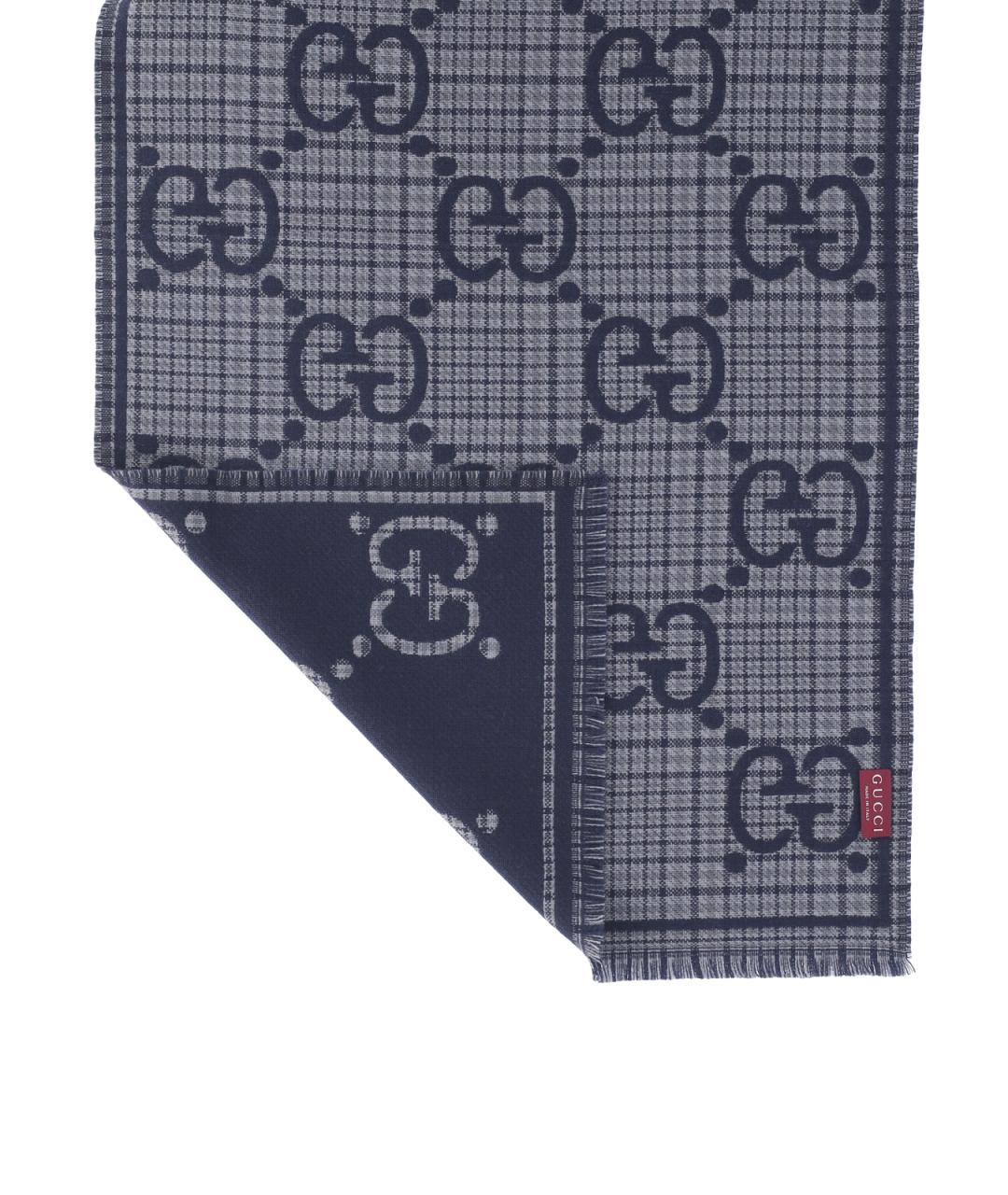 GUCCI Синий кашемировый шарф, фото 3