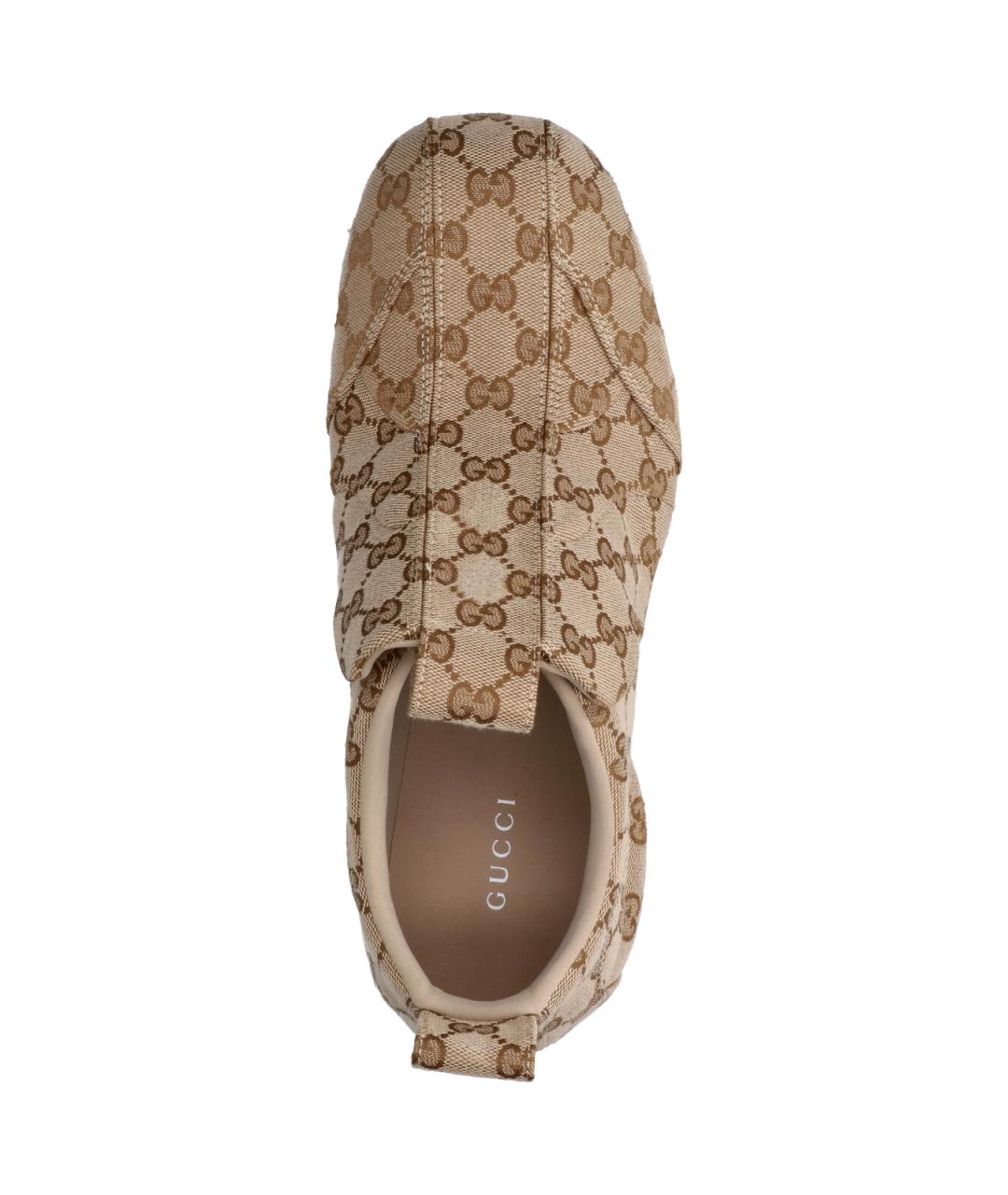 GUCCI Бежевые синтетические низкие кроссовки / кеды, фото 5