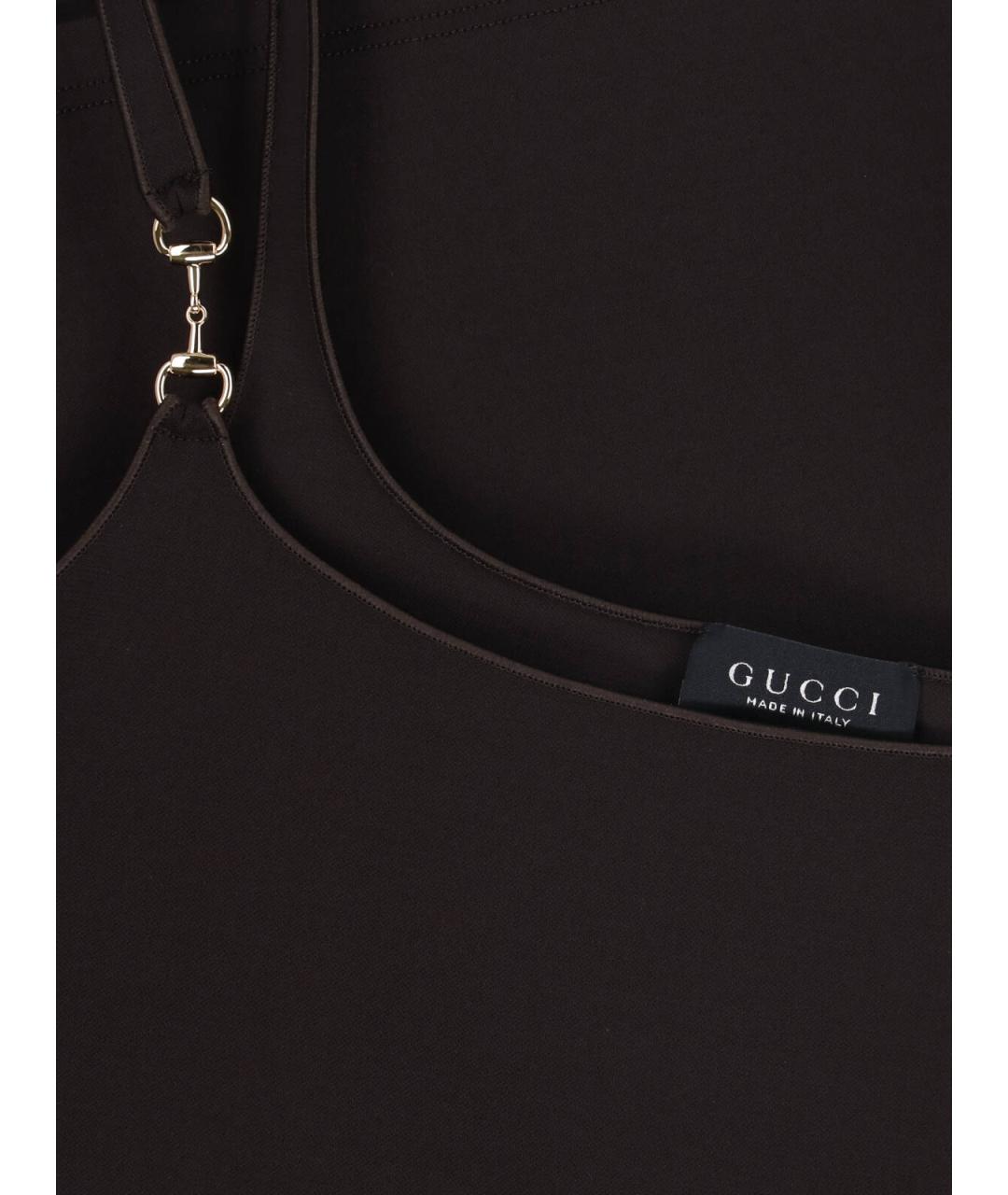 GUCCI Коричневая вискозная майка, фото 3