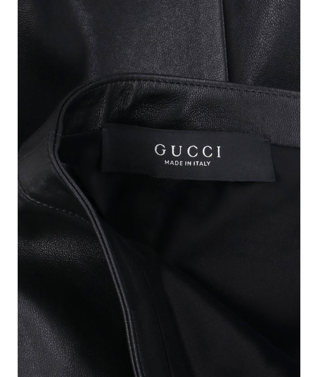 GUCCI Черная кожаная юбка миди, фото 5