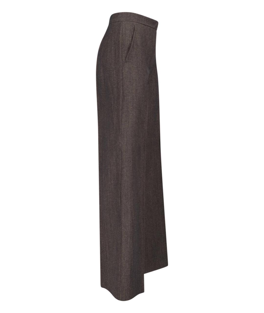 MAX MARA Коричневые шерстяные прямые брюки, фото 3