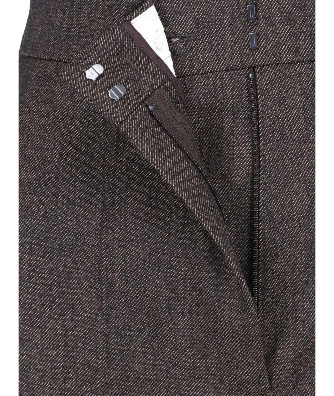 MAX MARA Коричневые шерстяные прямые брюки, фото 4