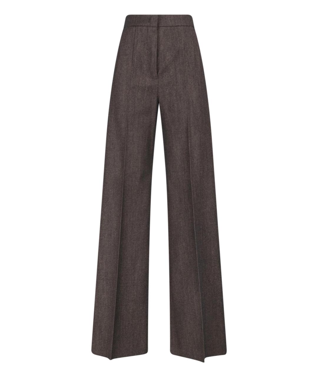MAX MARA Коричневые шерстяные прямые брюки, фото 1