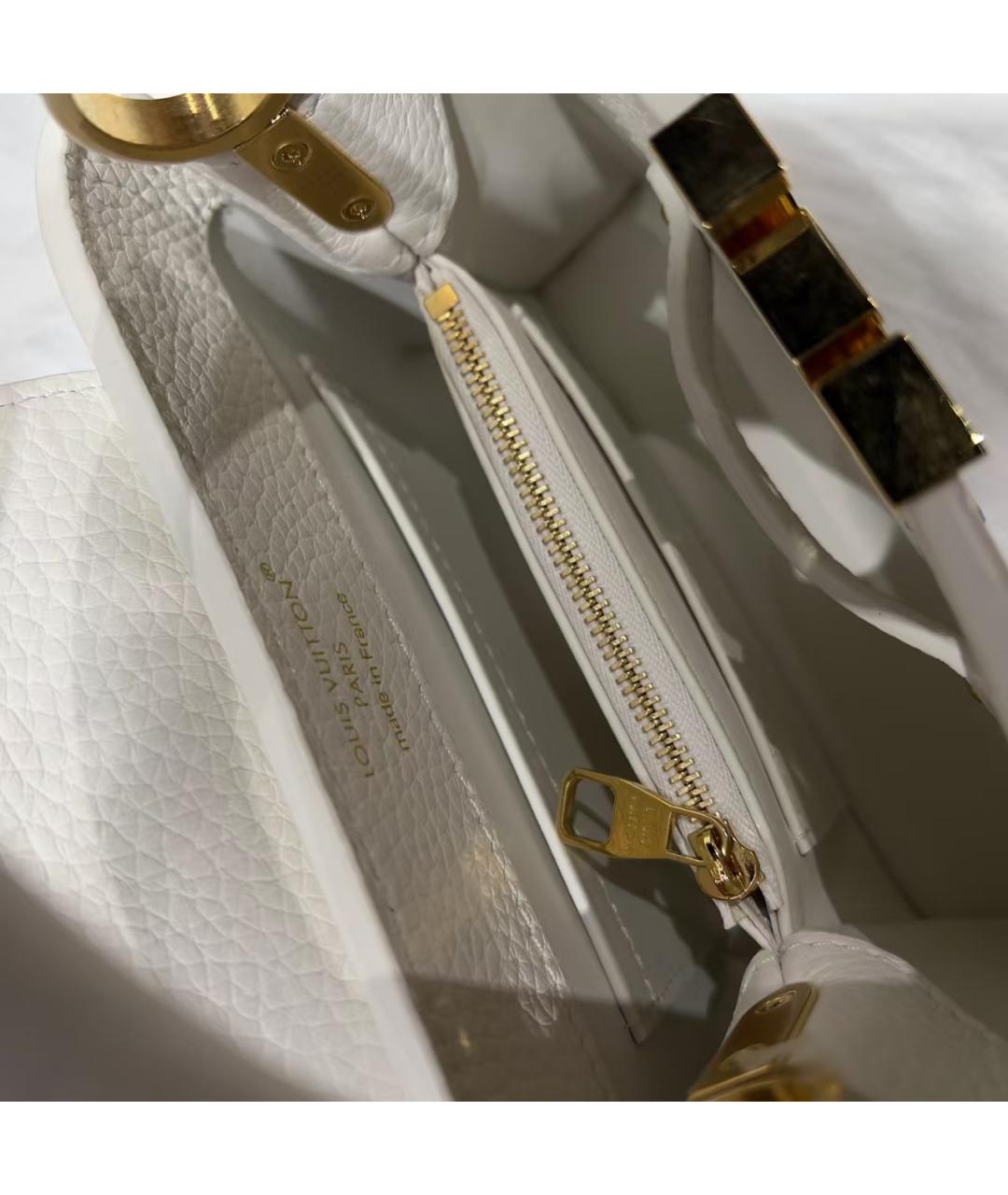 LOUIS VUITTON Белая кожаная сумка через плечо, фото 5