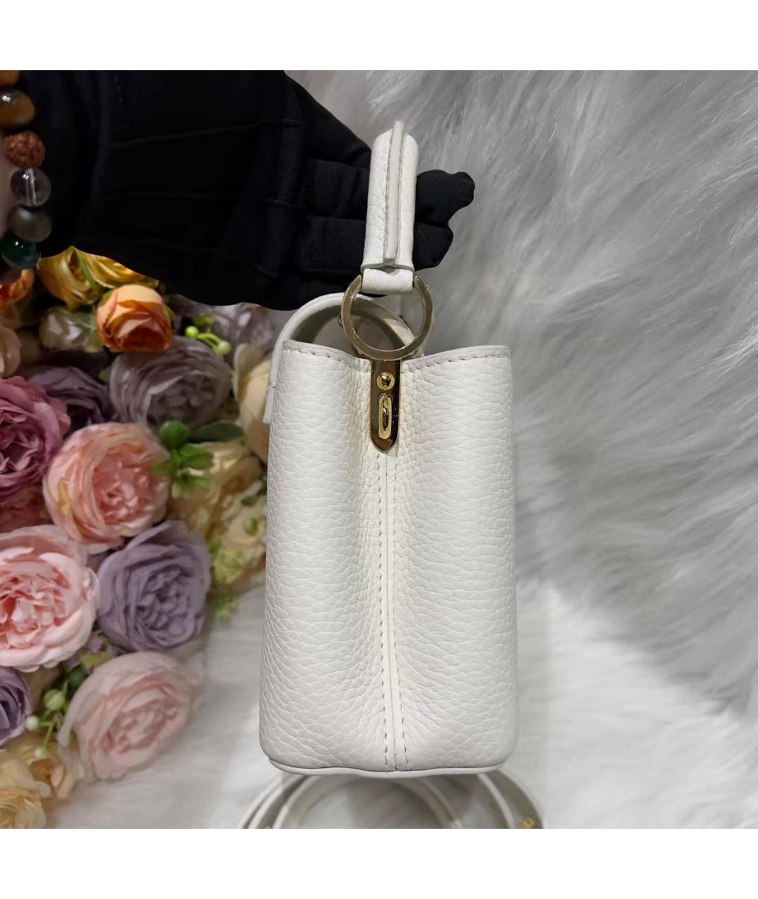 LOUIS VUITTON Белая кожаная сумка через плечо, фото 4