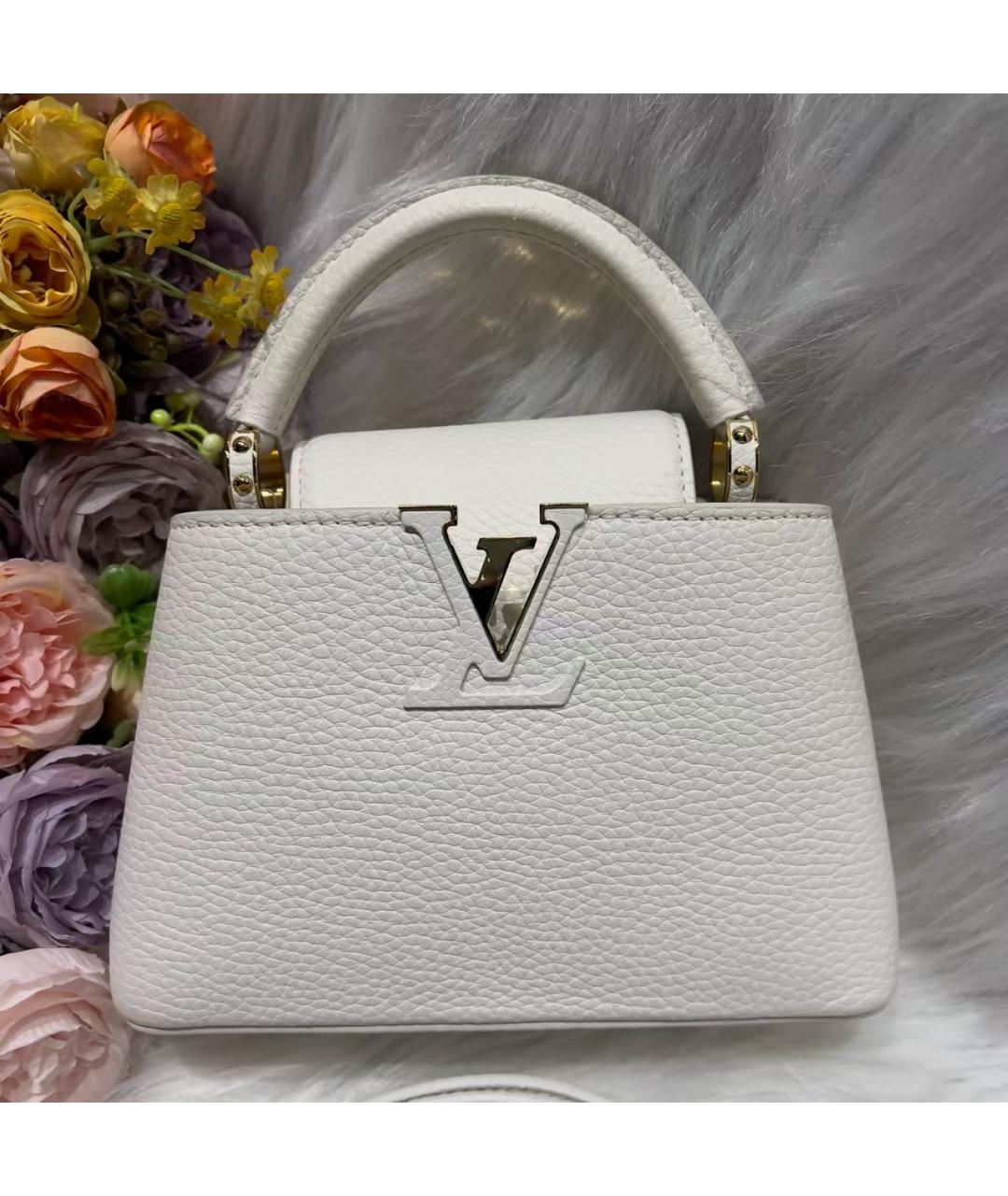 LOUIS VUITTON Белая кожаная сумка через плечо, фото 6